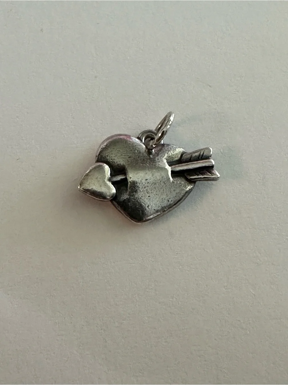 Retired James Avery Sterling Silver Heart & Arrow Charm Pendant - Silver